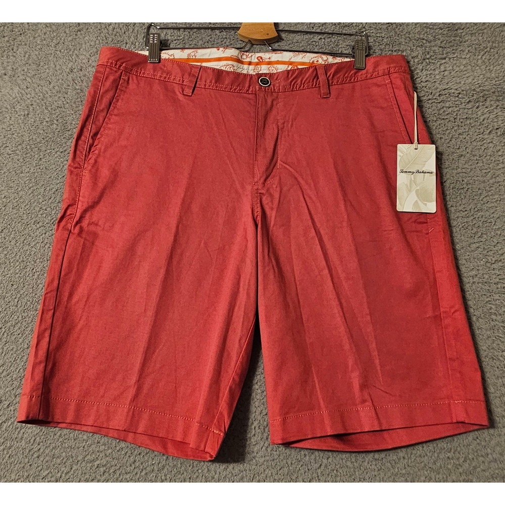 Tommy Bahama Mens Salty Bay Shorts 36 New Red Sail ST889921MY Chino Stretch